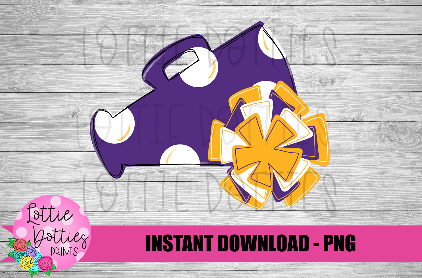 Megaphone PNG - Cheer Design - Purple and Gold Megaphone Sublimation