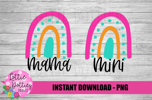 Rainbow Mama and Mini Png - Mama Sublimation Design - Mini Sublimation Design- Digital Download