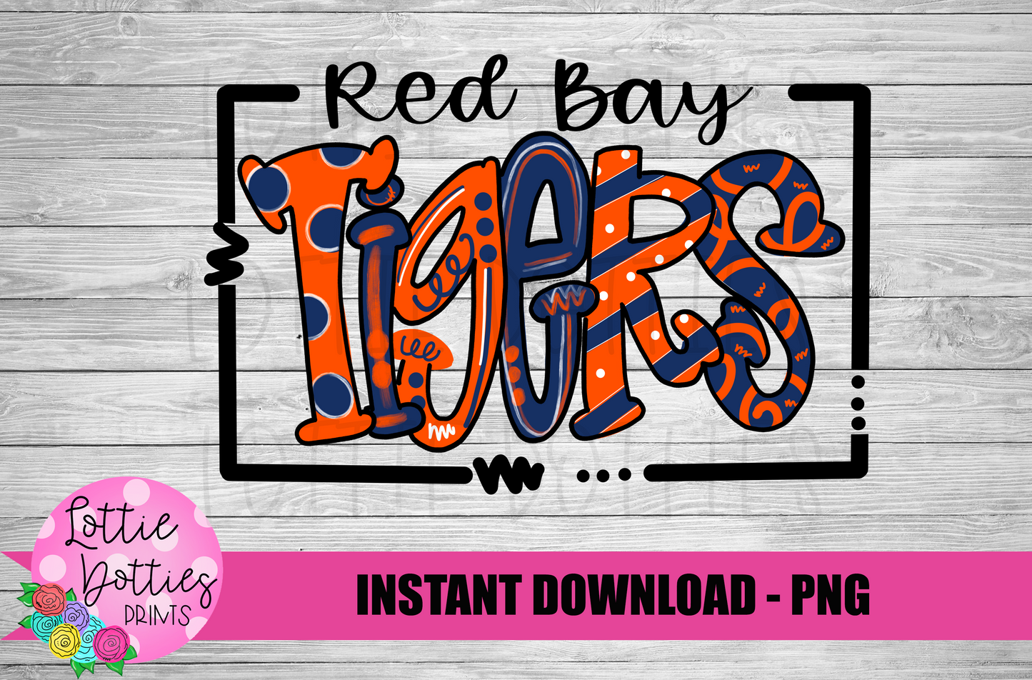 Red Bay Tigers PNG - Tigers sublimation design - Digital Download