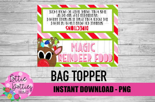 Reindeer Food Bag Topper  Png - Christmas Sublimation- Digital Download