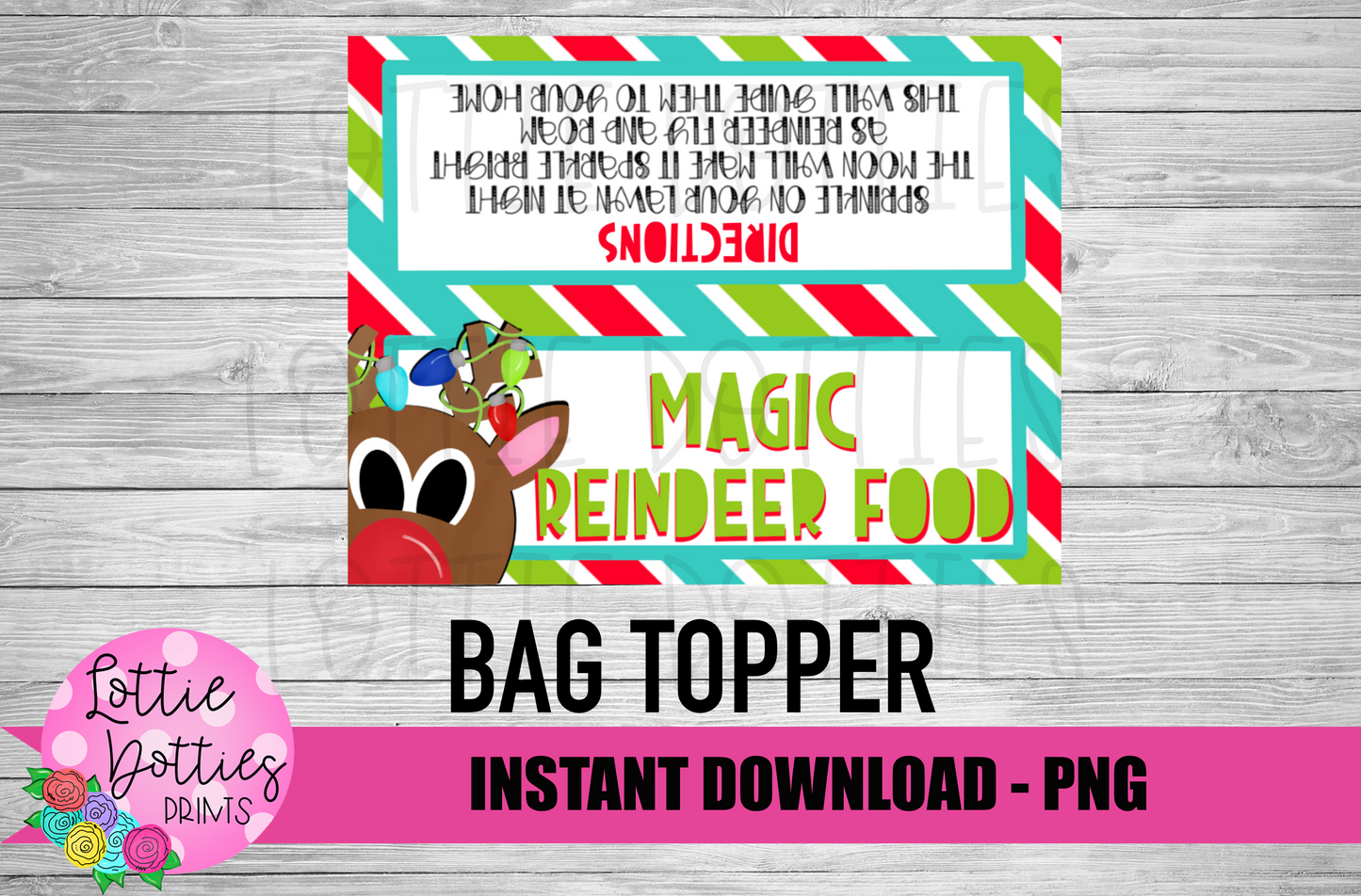 Reindeer Food Bag Topper  Png - Christmas Sublimation- Digital Download