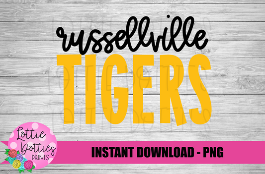 RUSSELLVILLE TIGERS PNG- TIGERS SUBLIMATION - DIGITAL DOWNLOAD