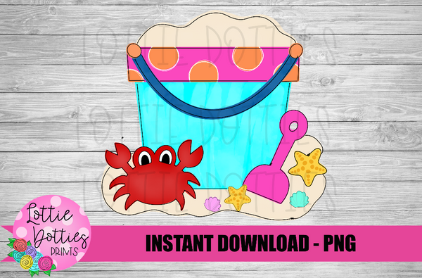 Watercolor Summer PNG - Girl's Beach Sand Bucket Clipart for Digital  Download, Sublimation, and Printables