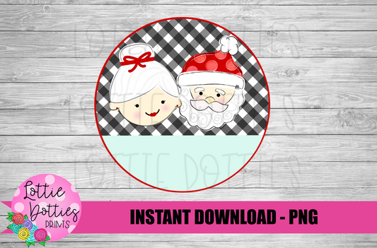 Santa and Ms Claus Png - Buffalo Plaid Sublimation - Christmas Sublimation- Digital Download