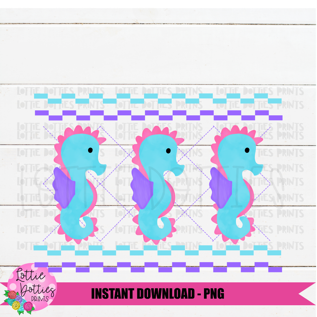 Faux Smock Seahorse Png - Faux Smocking Png - Summer sublimation - Digital Download