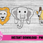 Sketch Zoo Animals Png - Zoo Design - Digital Download