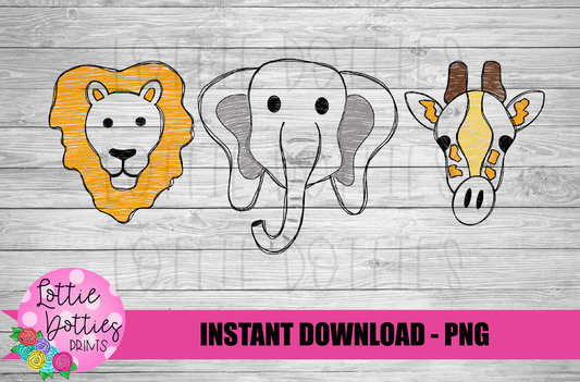 Sketch Zoo Animals Png - Zoo Design - Digital Download