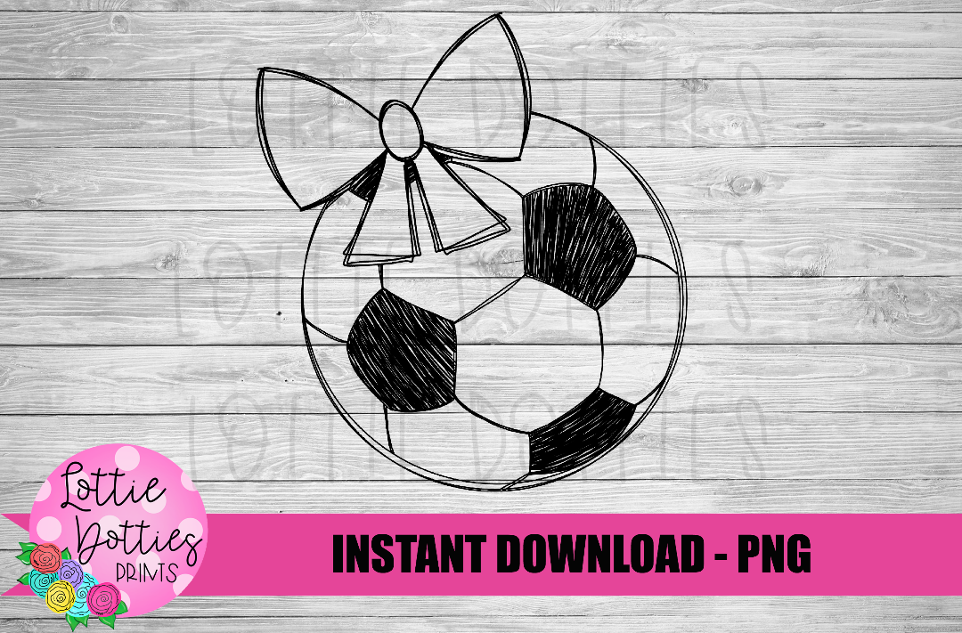 Girl Soccer Ball Png - Soccer Ball With Bow Sketch Design - Girl Soccer Ball with Bow  Design