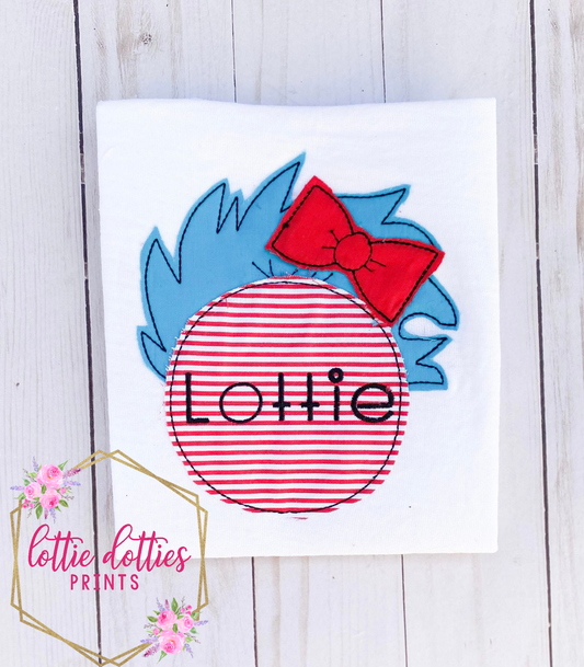 Read Across America Thing Circle Applique Design - Machine Embroidery - Instant Download