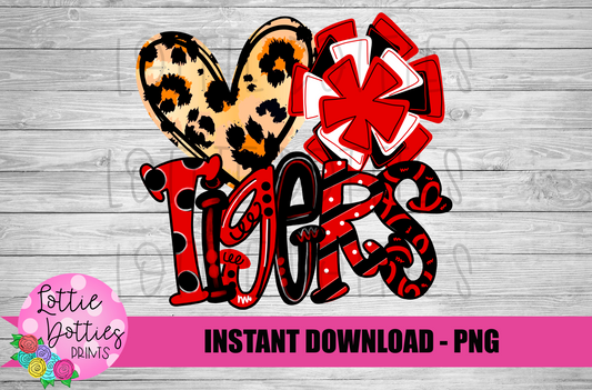 Love Tigers Pom PNG - Tigers - Cheerleader  sublimation design - Digital Download