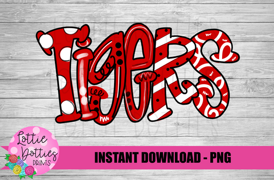 Tigers PNG - Tigers sublimation design - Digital Download - Red and White