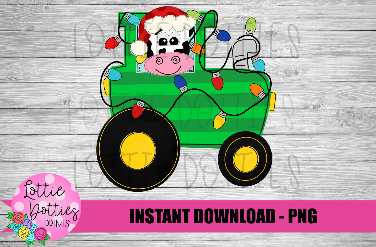 Christmas Tractor Png - Cow - Png - Christmas  Sublimation Design- Digital Download