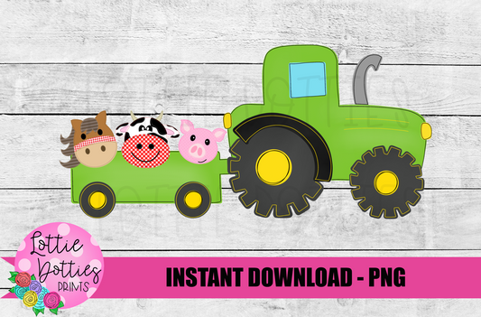 Tractor Farm Animals Png - clipart - Digital download - Instant Download