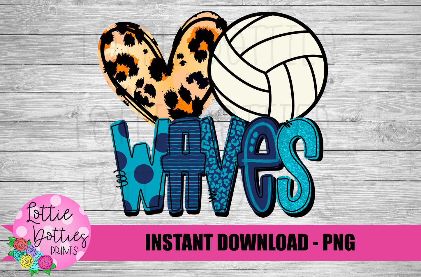 Love Waves  Volleyball PNG - Waves - Volleyball Png - Digital Download