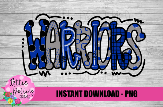 Warriors Football Png - Mascot  Sublimation Design - Digital Download