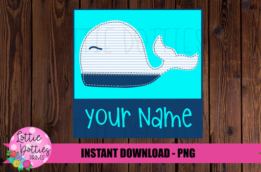 Whale In Box  Png - Faux Applique Whale Png - Summer Sublimation Designs - Digital Download