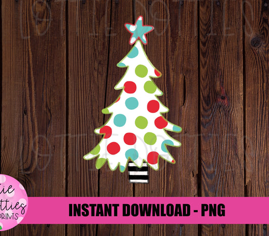 Whimsical Christmas Tree Png - Christmas Sublimation Design - Digital Download