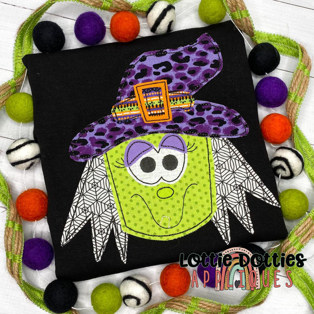 Witch Applique Design - Machine Embroidery - Instant Download