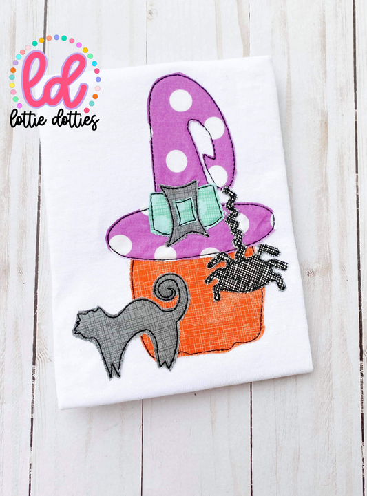 Witchy Pumpkin Applique Design - Machine Embroidery - Instant Download